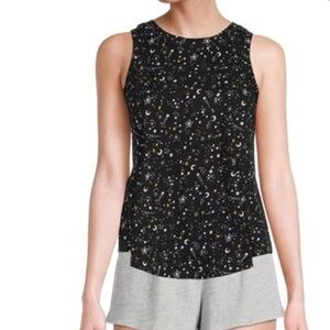 Secret Treasures Women’s Black Starry Print Sleeveless Top
